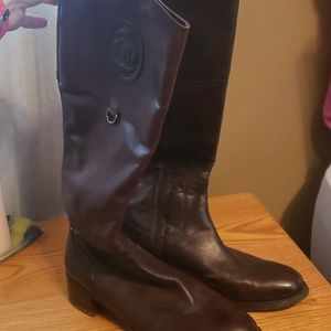 Knee high brown riding boots